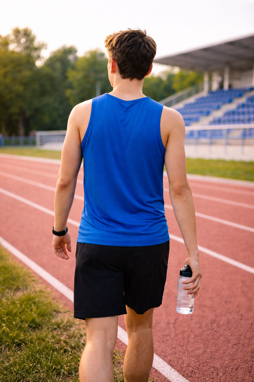 Studente sulla pista di atletica